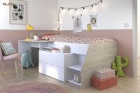 Riešenie malých detských izieb: poschodová posteľ s úložným priestorom